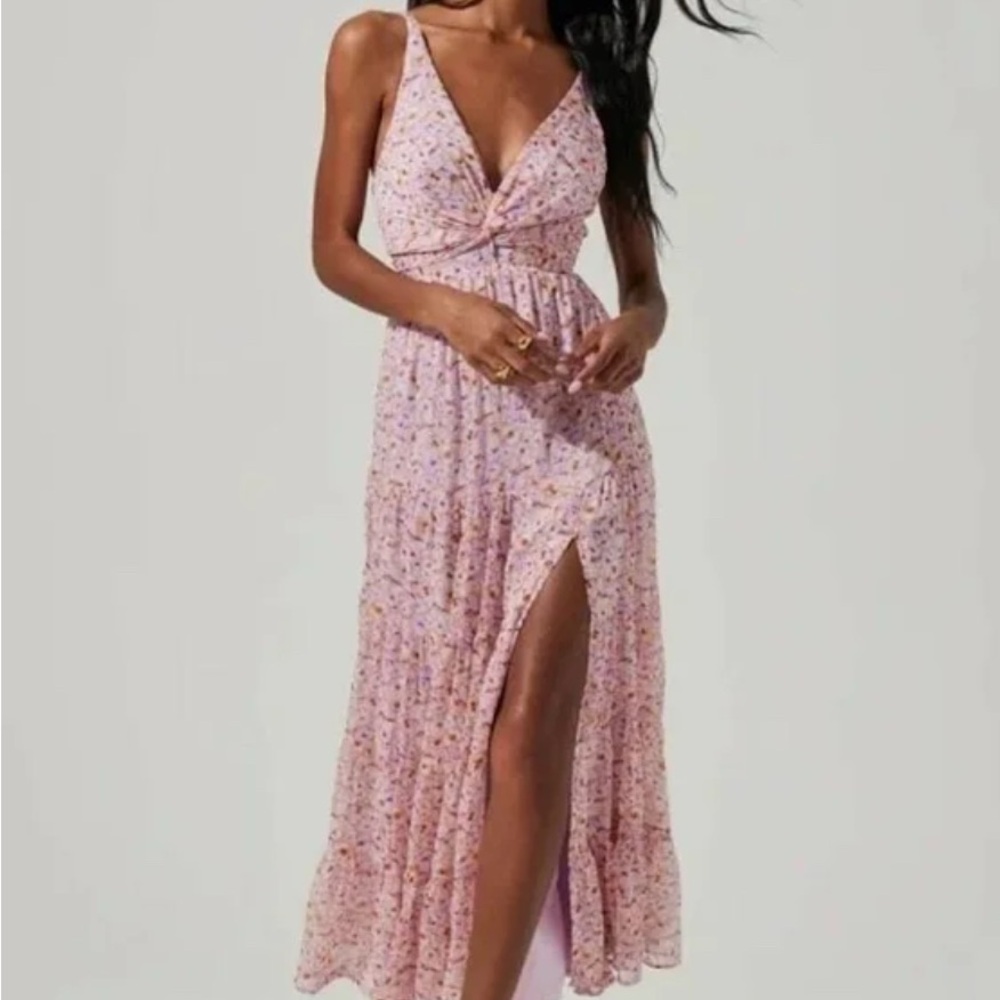 ASTR the Label Elsa Floral Front Slit Maxi Dress